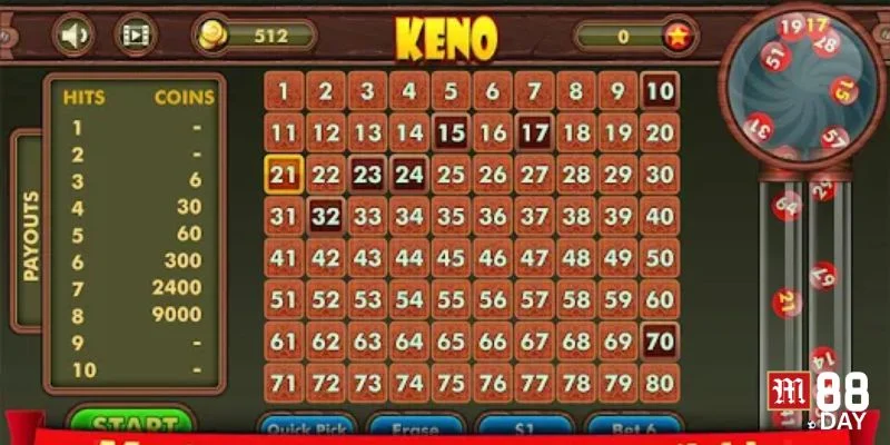 Cách cược keno M88 được đánh giá có luật chơi không hề phức tạp.