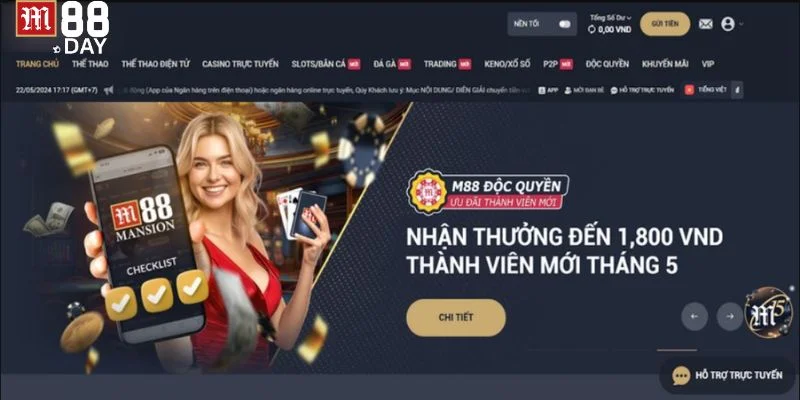 Giao diện game M88 đẹp mắt được cược thủ đánh giá rất cao.