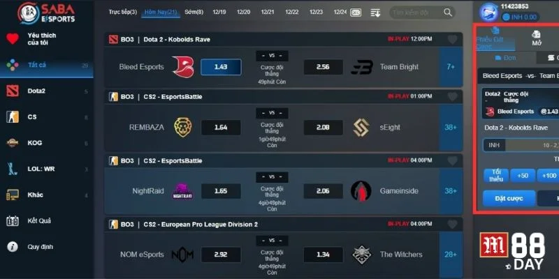 Có rất nhiều lý do để tay chơi yêu thích, đam mê thể thức cược Esport M88.